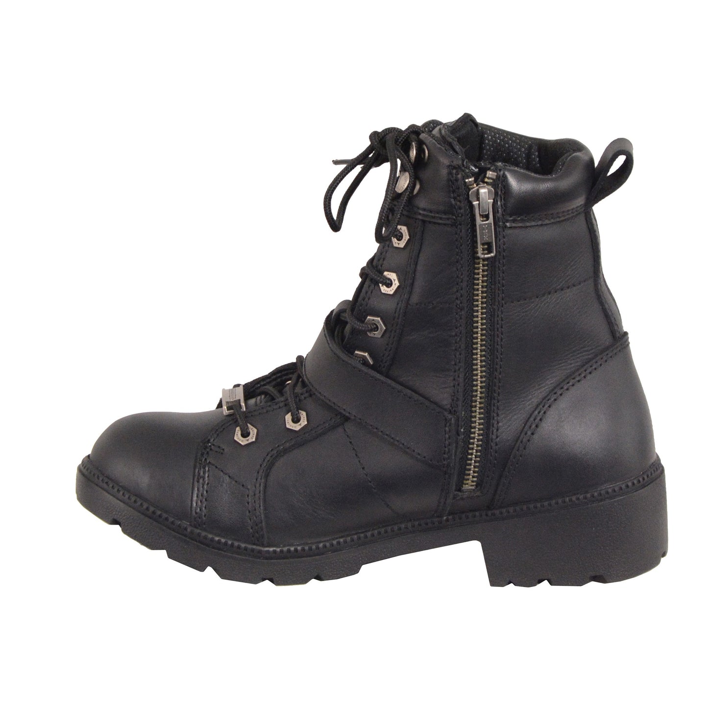 Women’s Waterproof Side Buckle Leather Boot w/ Plain Toe