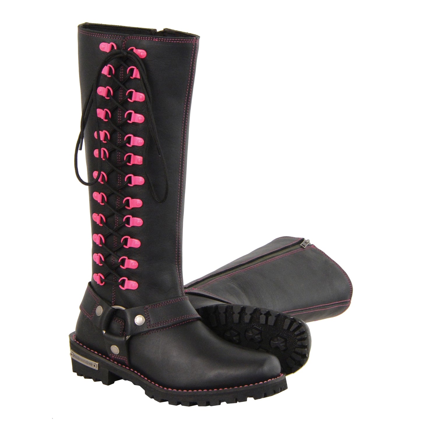 Women’s 14″Inch Leather Harness Boot w/ Accent Lacing