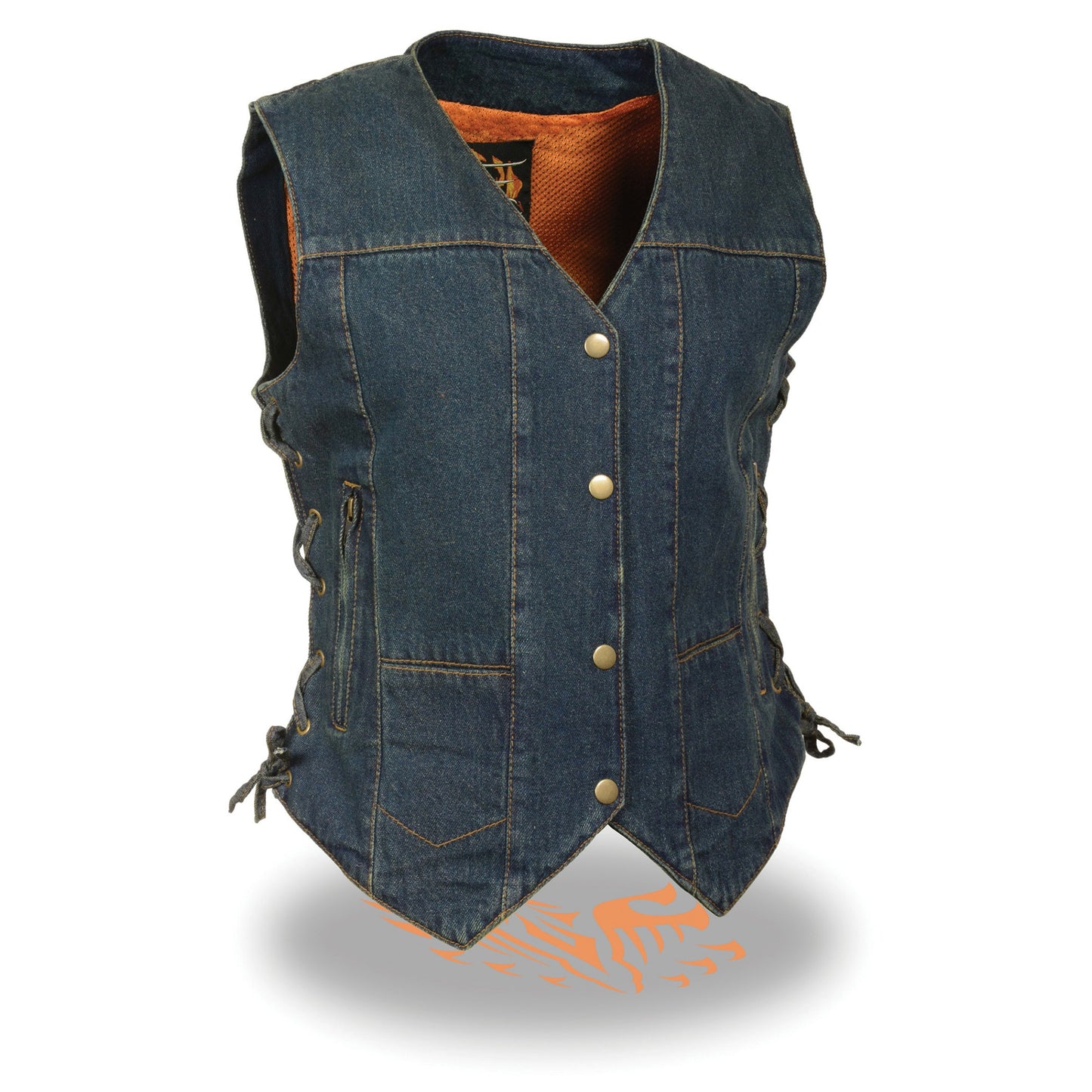 Women’s 6 Pocket Side Lace Denim Vest