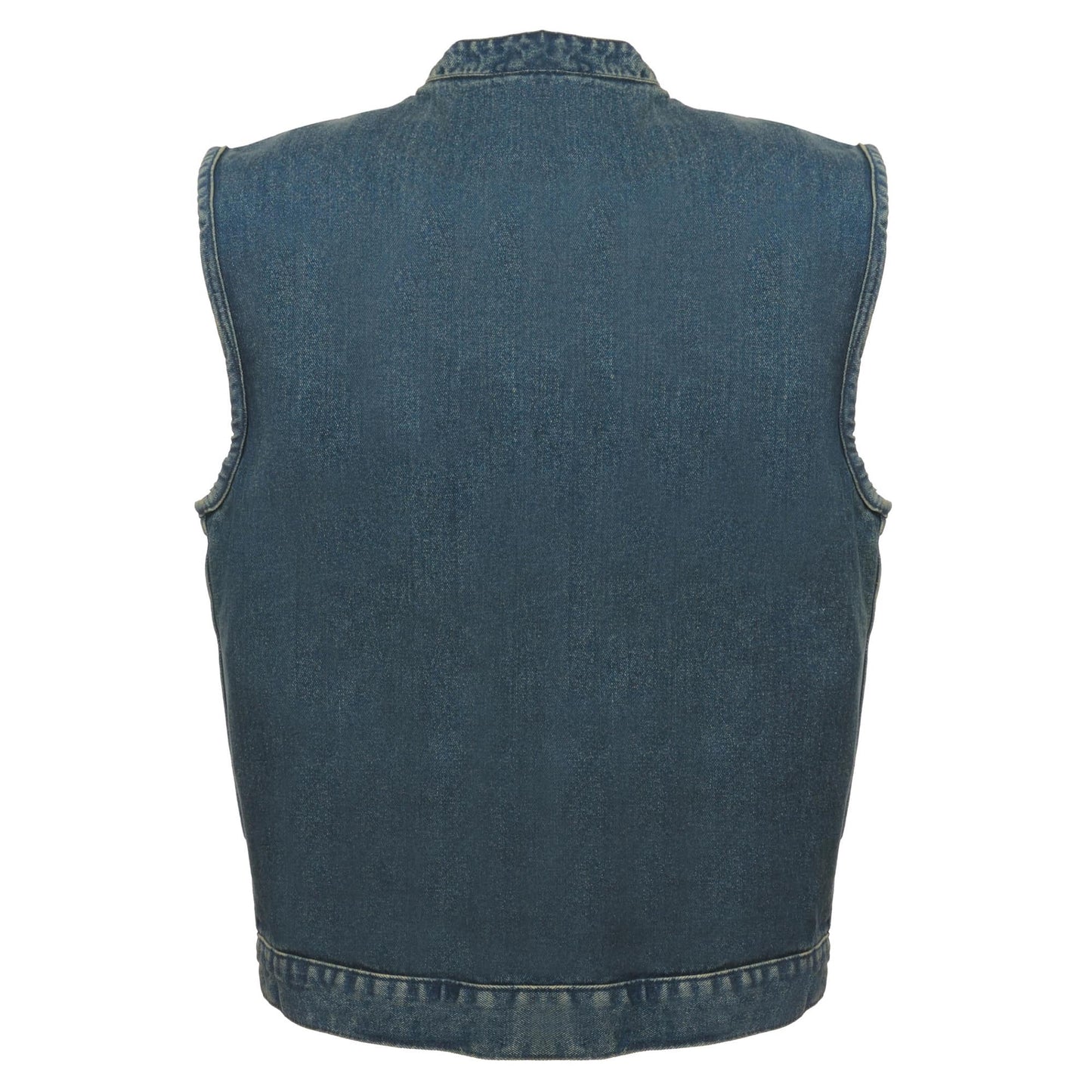 Men’s Concealed Snap Denim Club Style Vest w/ Hidden Zipper