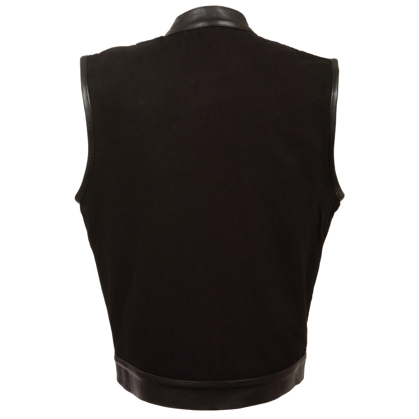 Men’s Denim Club Style Vest w/ Leather Trim & Hidden Zipper