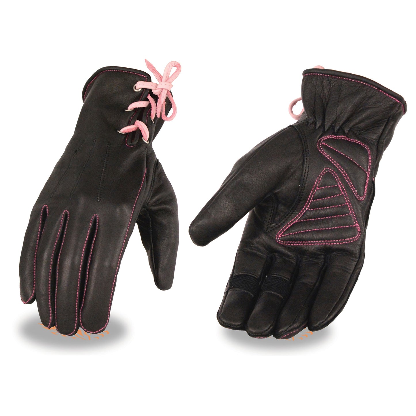 Women’s Leather Riding Glove w/ Gel Pam & Purple Lacing