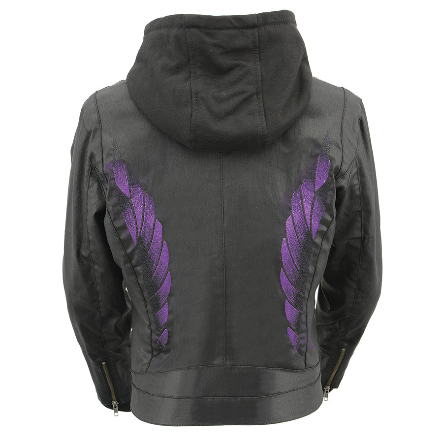 Women's Black Zipper Front Jacket with Full Sleeve Removable Hoodie