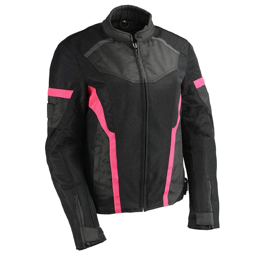 Ladies Black & Pink Nylon/Mesh Racing Jacket w/ Removable Rain Jacket Liner