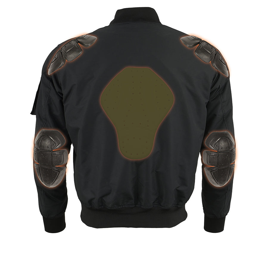 Men’s Textile Armored Aviator Bomber Jacket w/ Pockets