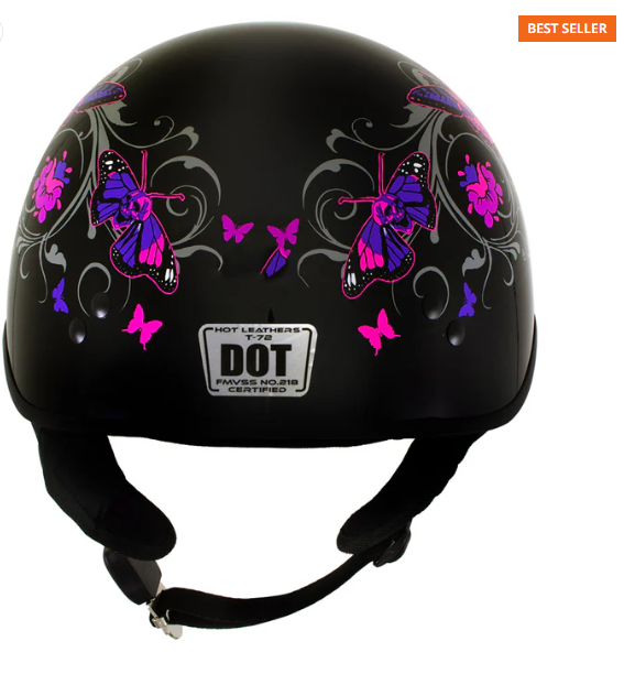 Pink Butterflies Advanced DOT Helmet with Drop Down Tinted Visor