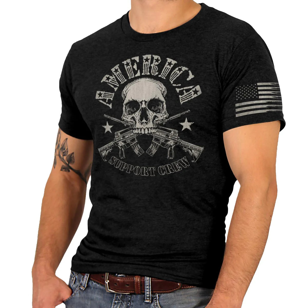 Men’s ‘American Support Crew’ Black T-Shirt