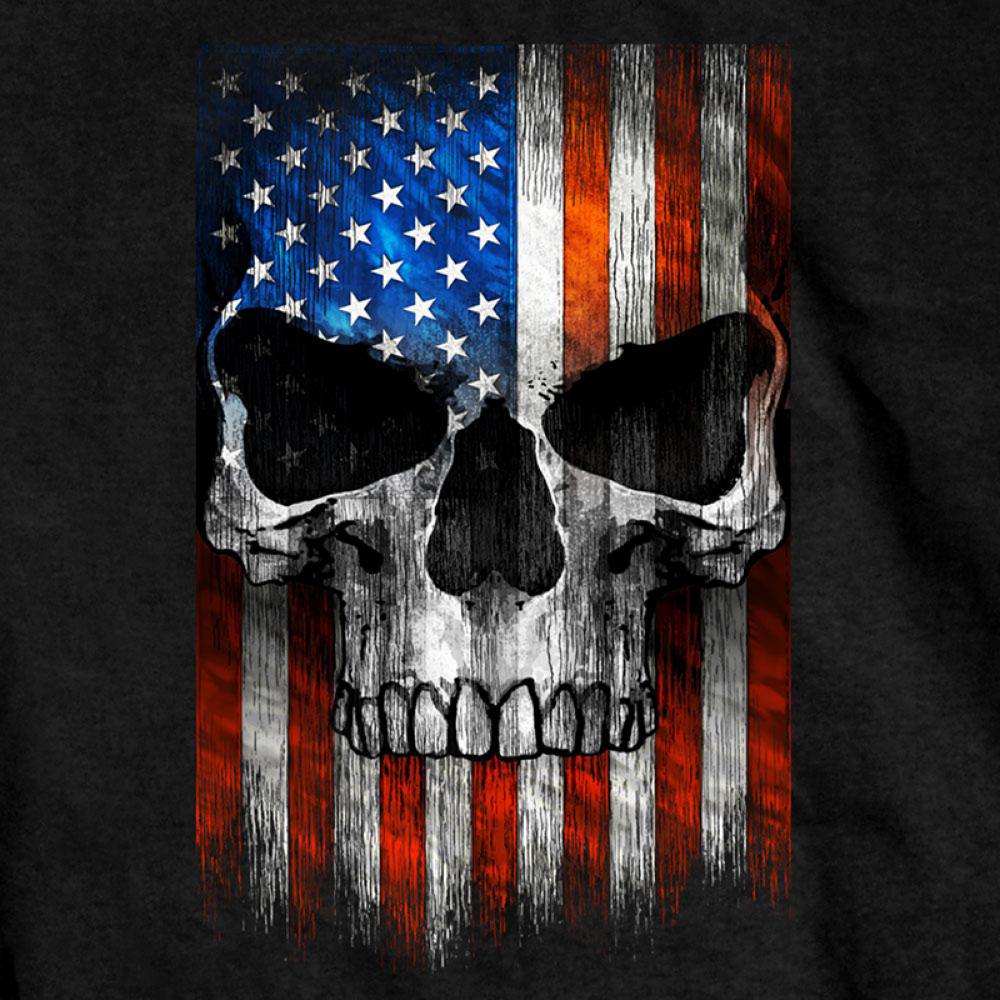 Men's Short Sleeve Patriotic Skull Black T-Shirt