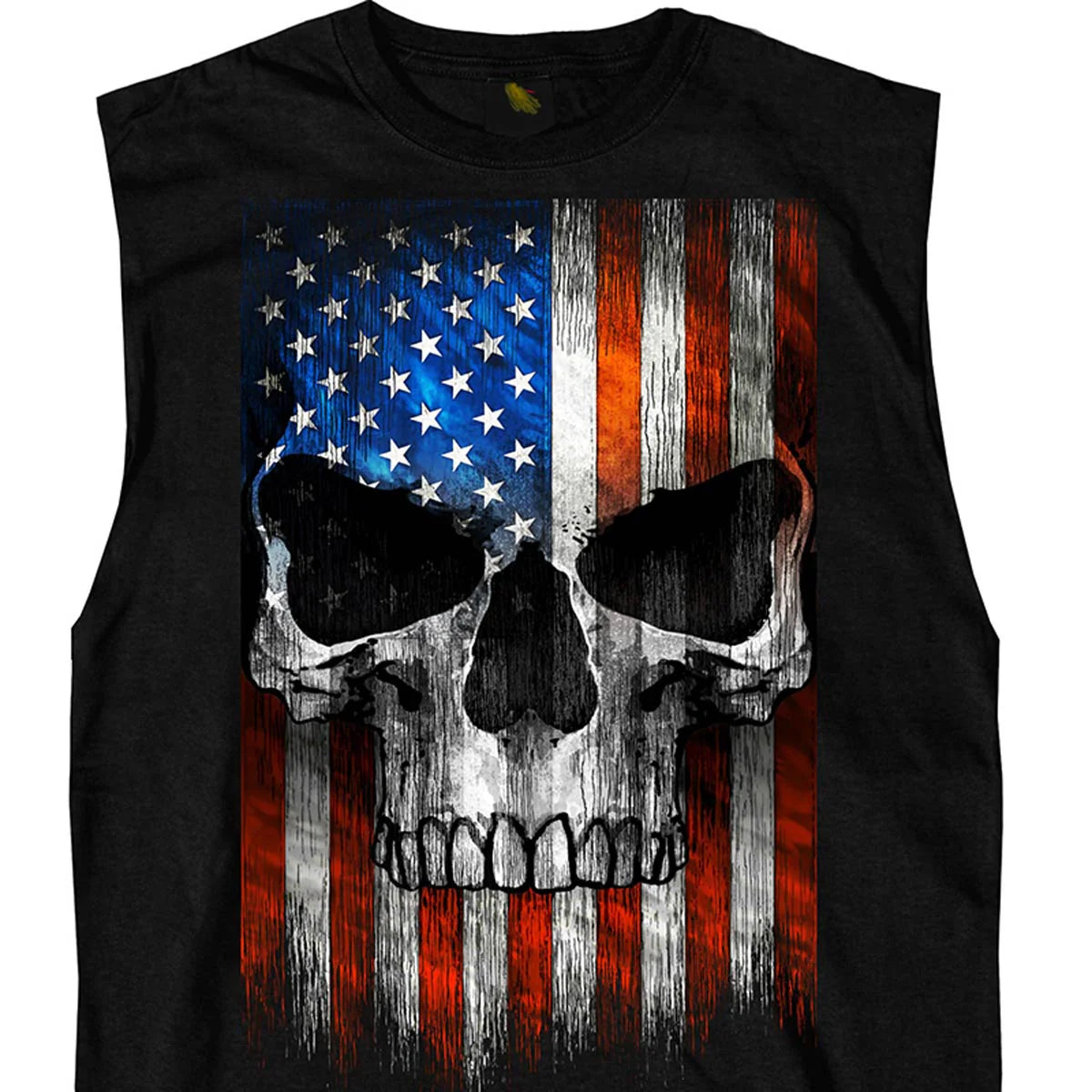 Men’s Shooter Skull Patriotic Sleeveless Black Tank Top