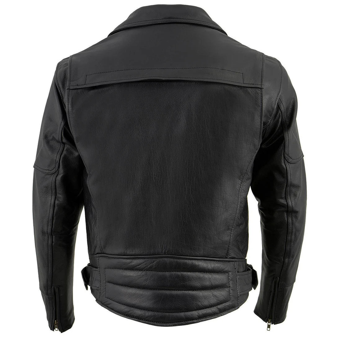 Men's Black Premium Thick Leather Motorcycle Jacket Brando Style