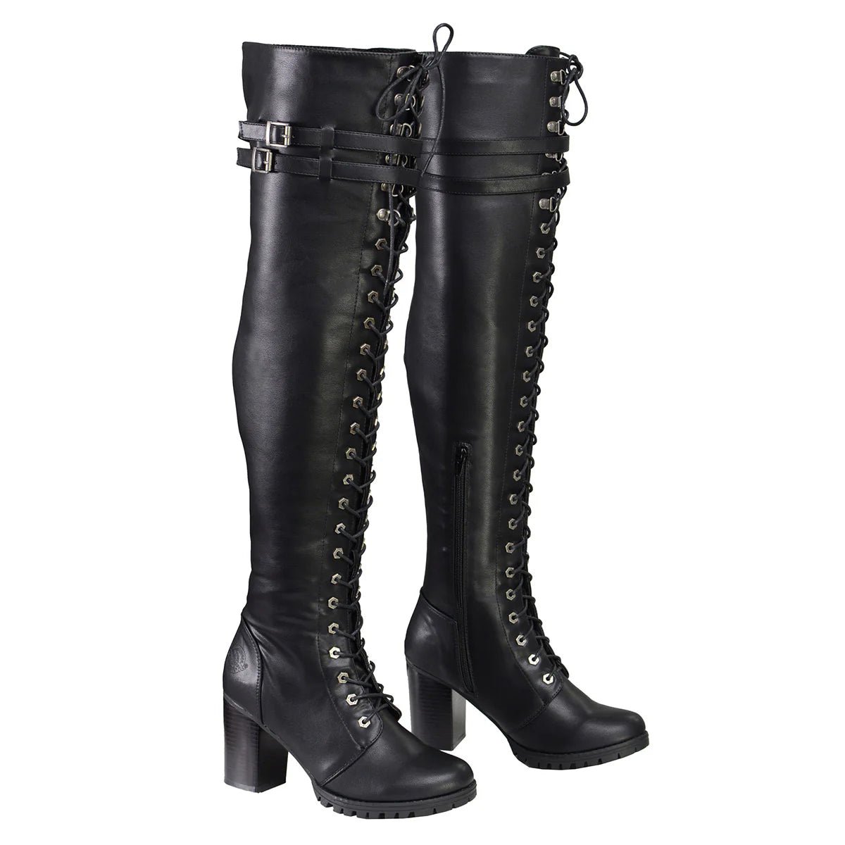 Women's Black Above the Knee Lace-Up Fashion Casual Boots