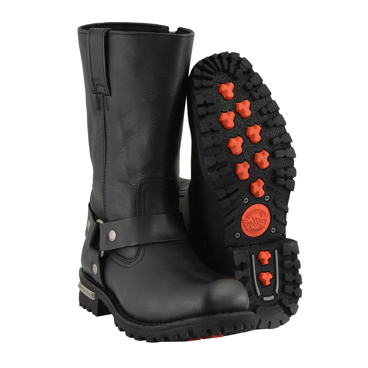 Men's Black 11-Inch Classic Square Toe Motorcycle Harness Boots MBM131