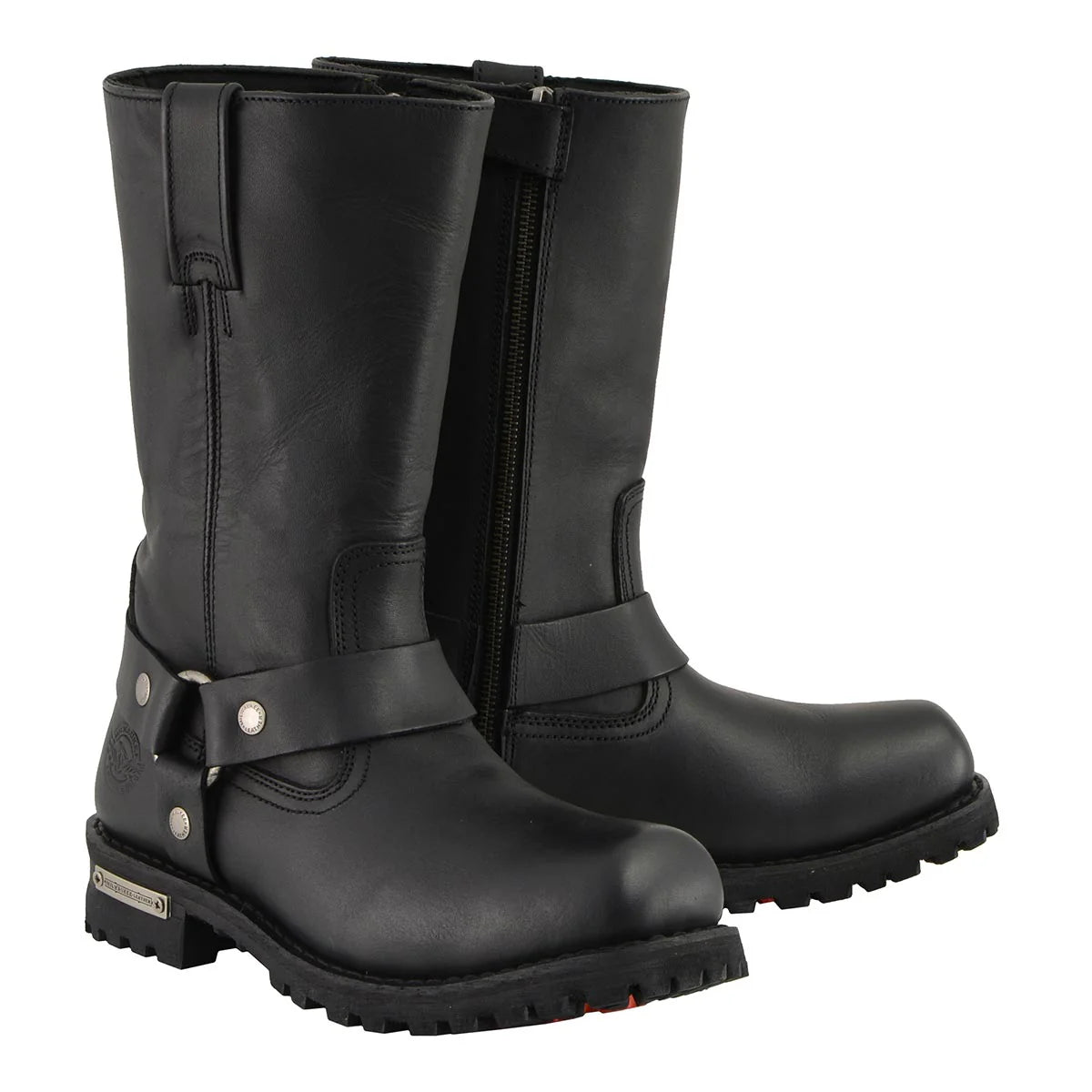 Men's Black 11-Inch Classic Square Toe Motorcycle Harness Boots MBM131