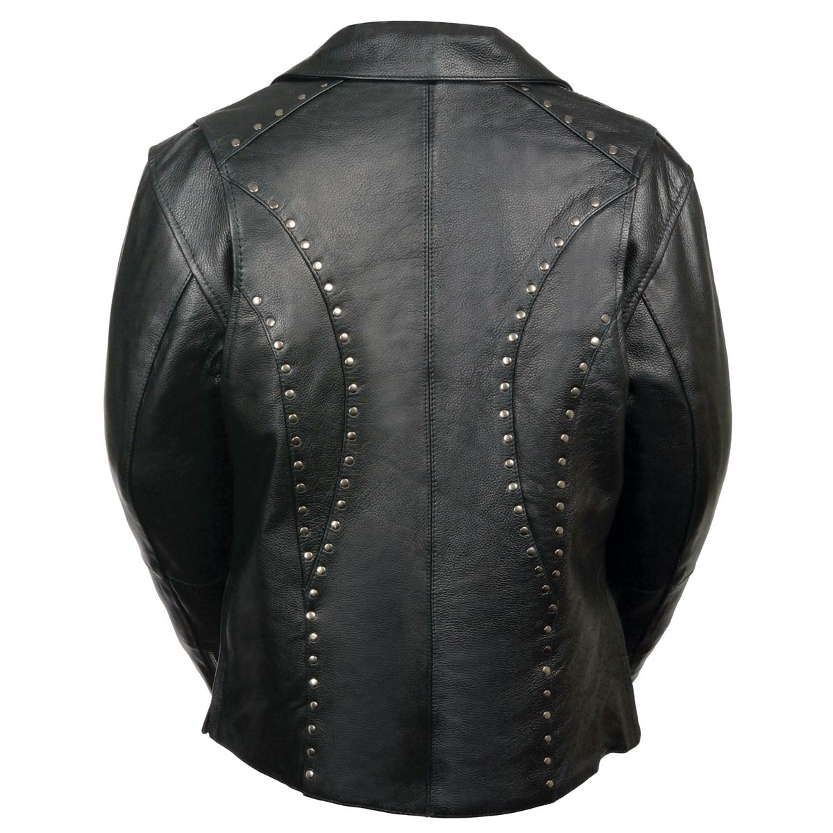 Women's Classic Riveted Motorcycle Black Leather Jacket