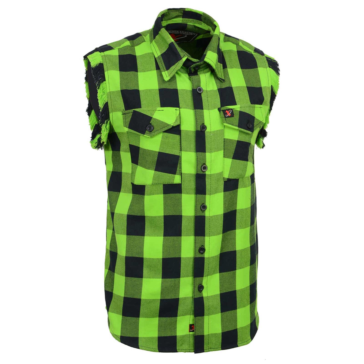 Men's Button-Down Flannel Cut Off Sleeveless Casual Shirt