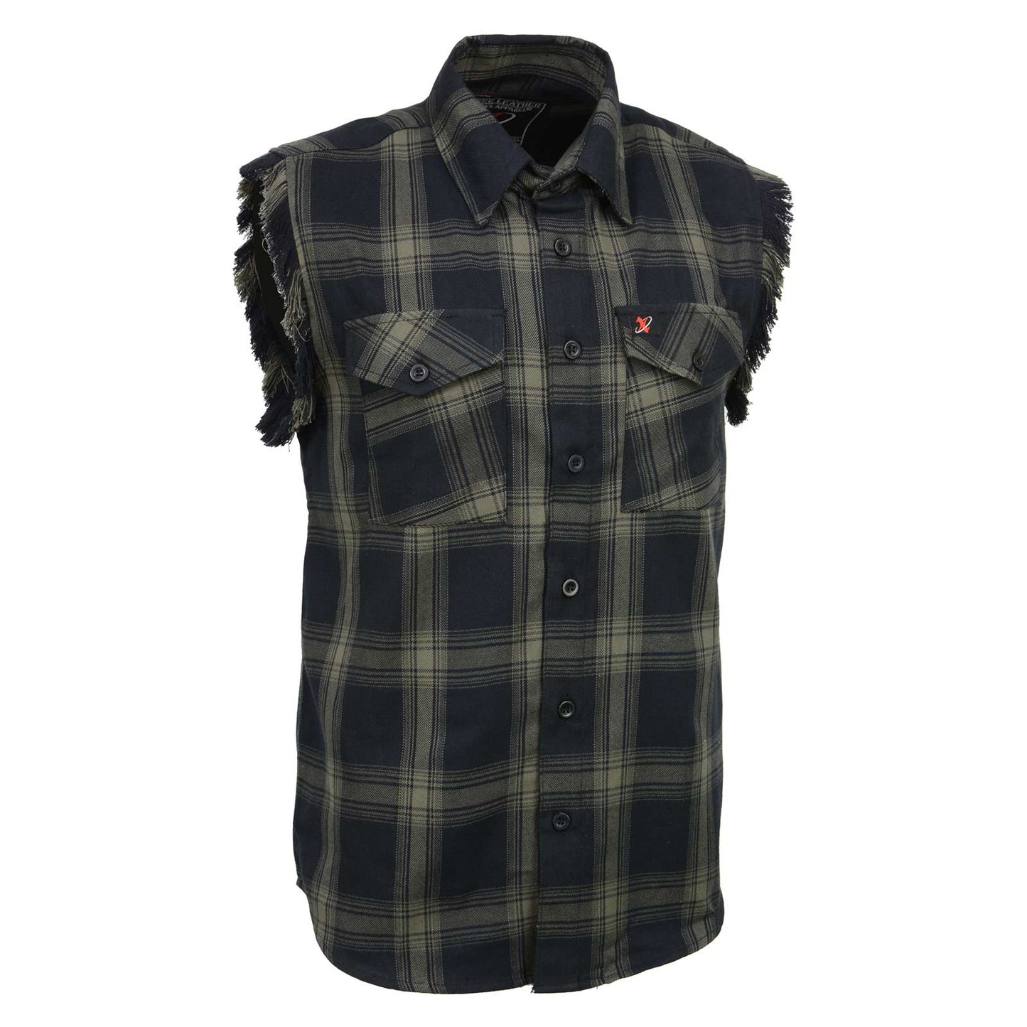 Men's Button-Down Flannel Cut Off Sleeveless Casual Shirt