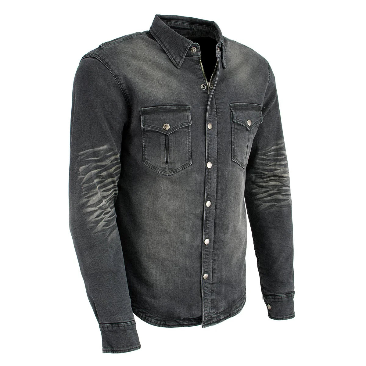 Leather Men's Black Flannel Biker Shirt