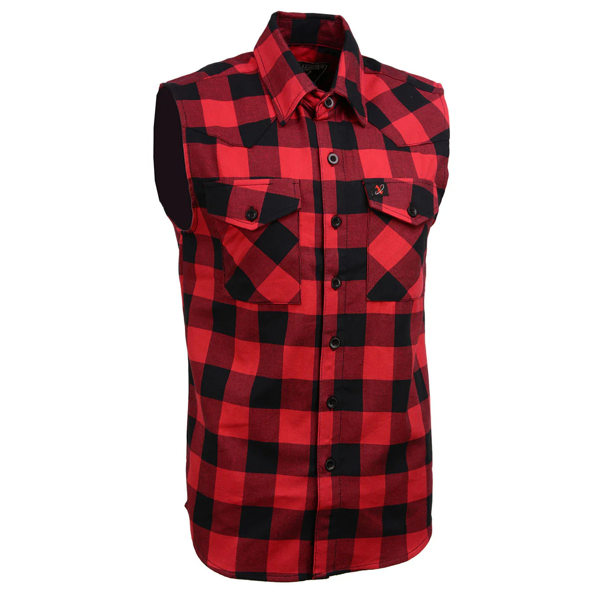 Men's Button-Down Flannel Cut Off Sleeveless Casual Shirt