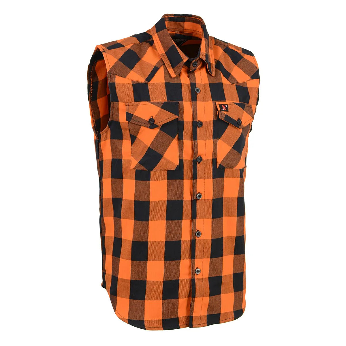 Men's Button-Down Flannel Cut Off Sleeveless Casual Shirt