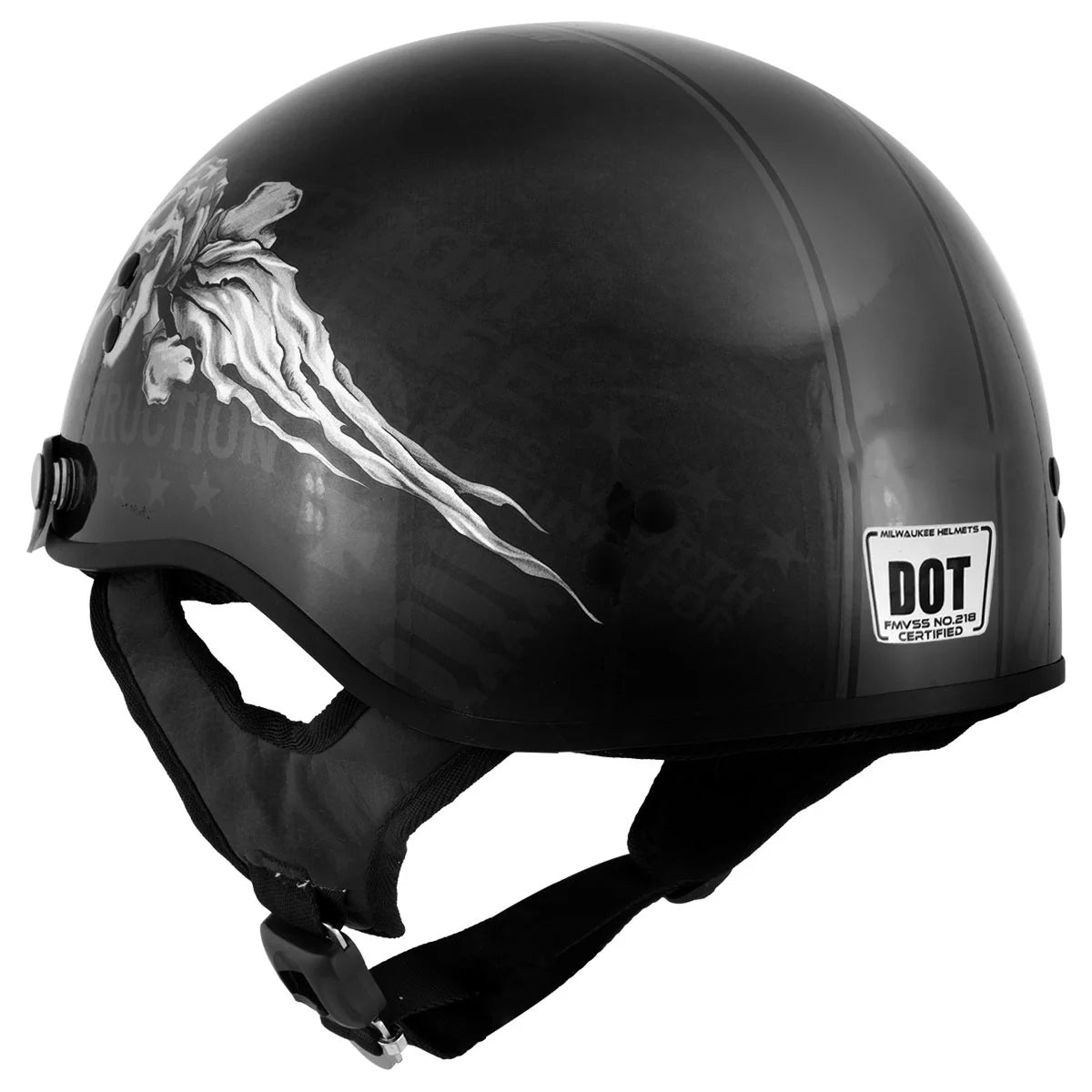 Motorcycle Helmet- DOT Approved Skull Cap