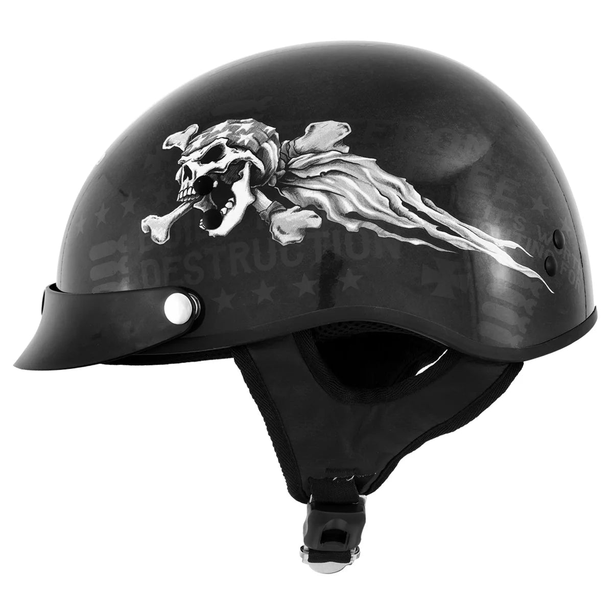 Motorcycle Helmet- DOT Approved Skull Cap