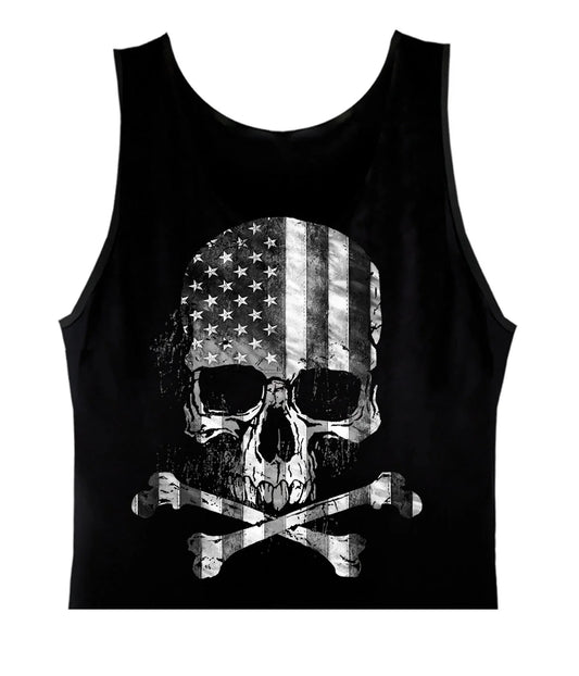 Flag Skull” Black Tank Top Shirt