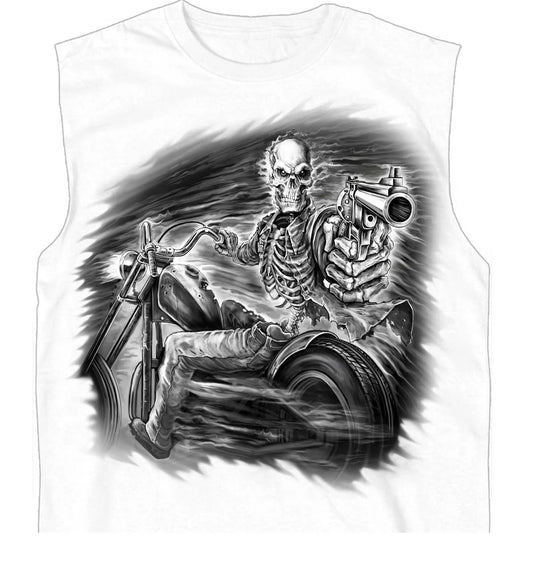 Men’s Assassin Rider White Sleeveless Shooter Tank Top Shirt