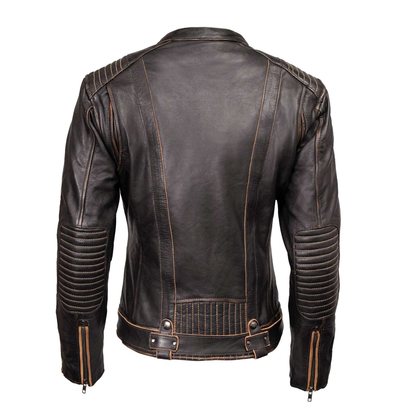 Women’s Rebel Scooter-Style Leather Jacket – Vintage Brown, Milwaukee Motorcycle Clothing Co.
