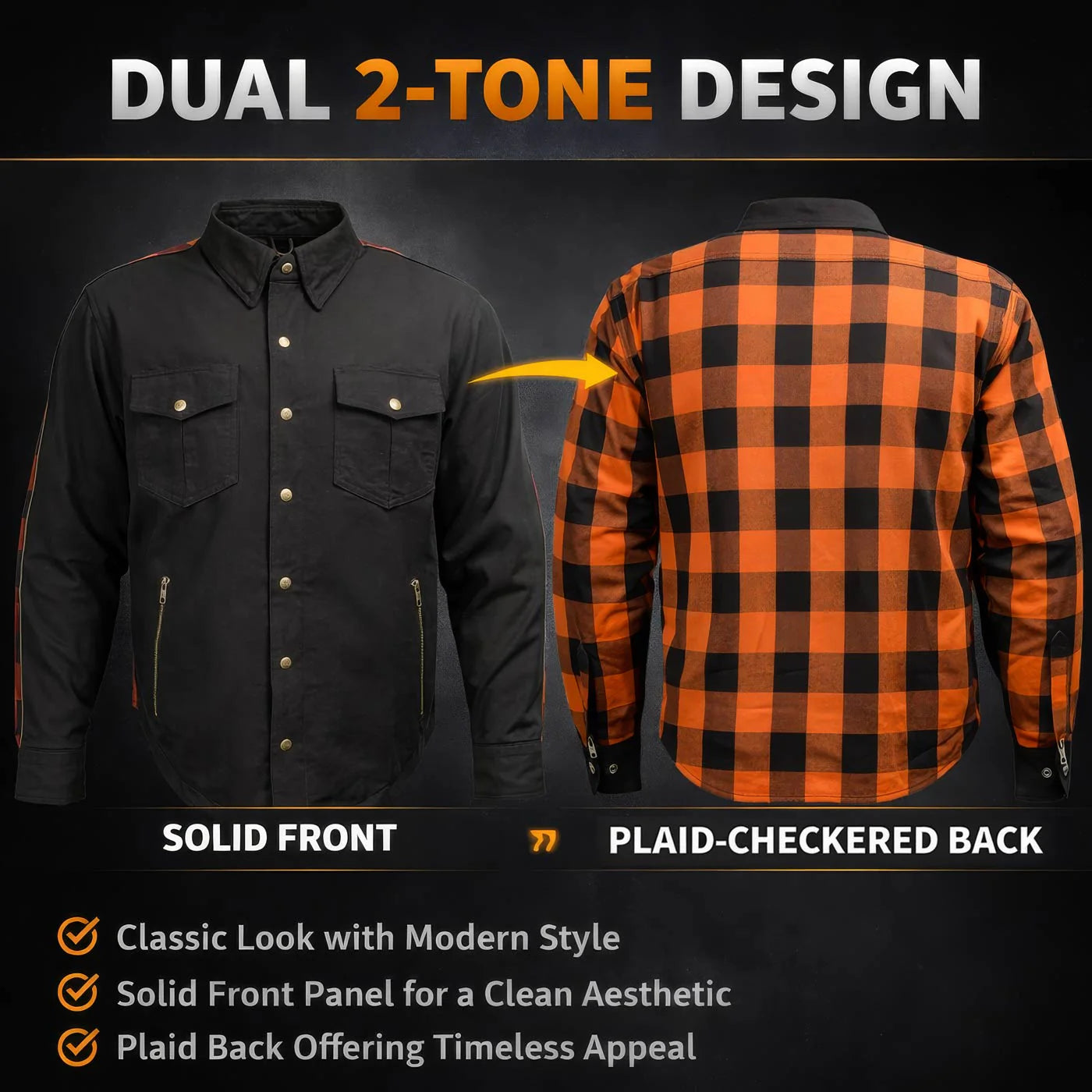 Leather Men’s Two-Tone CE Armored Flannel