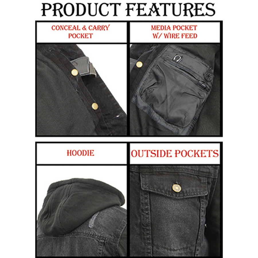 Men’s Denim Hoodie Jean Pocket Jacket