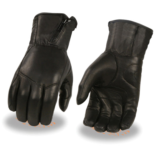 Men’s Premium Leather Long Wristed Gauntlet Glove w/ Zipper Top