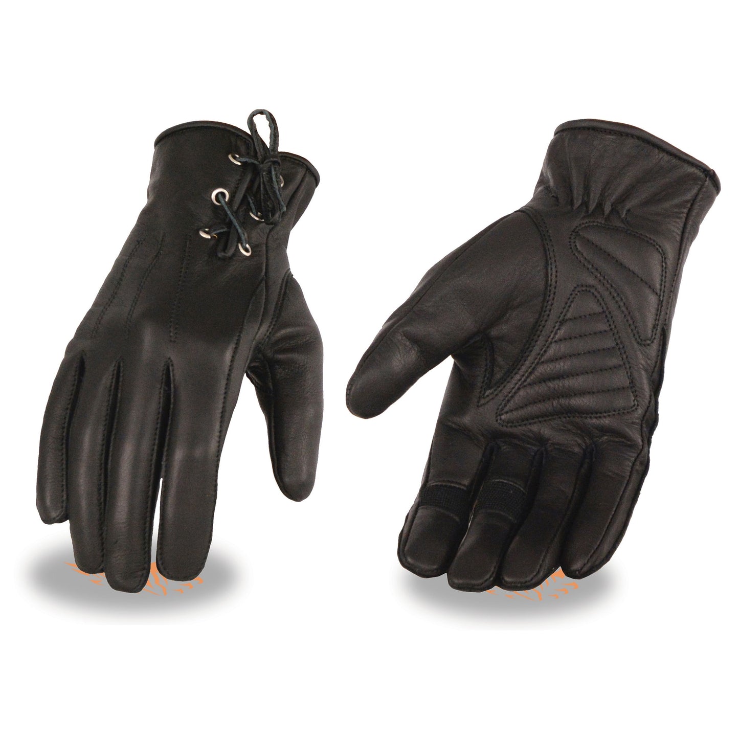 Women’s Leather Riding Glove w/ Gel Pam & Purple Lacing
