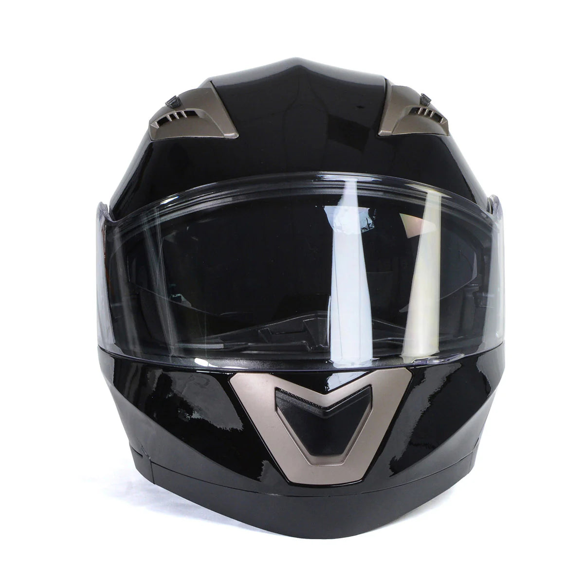 Ionized Gloss Black Advanced Motorcycle Modular Helmet Biker w/ Drop Down Visor