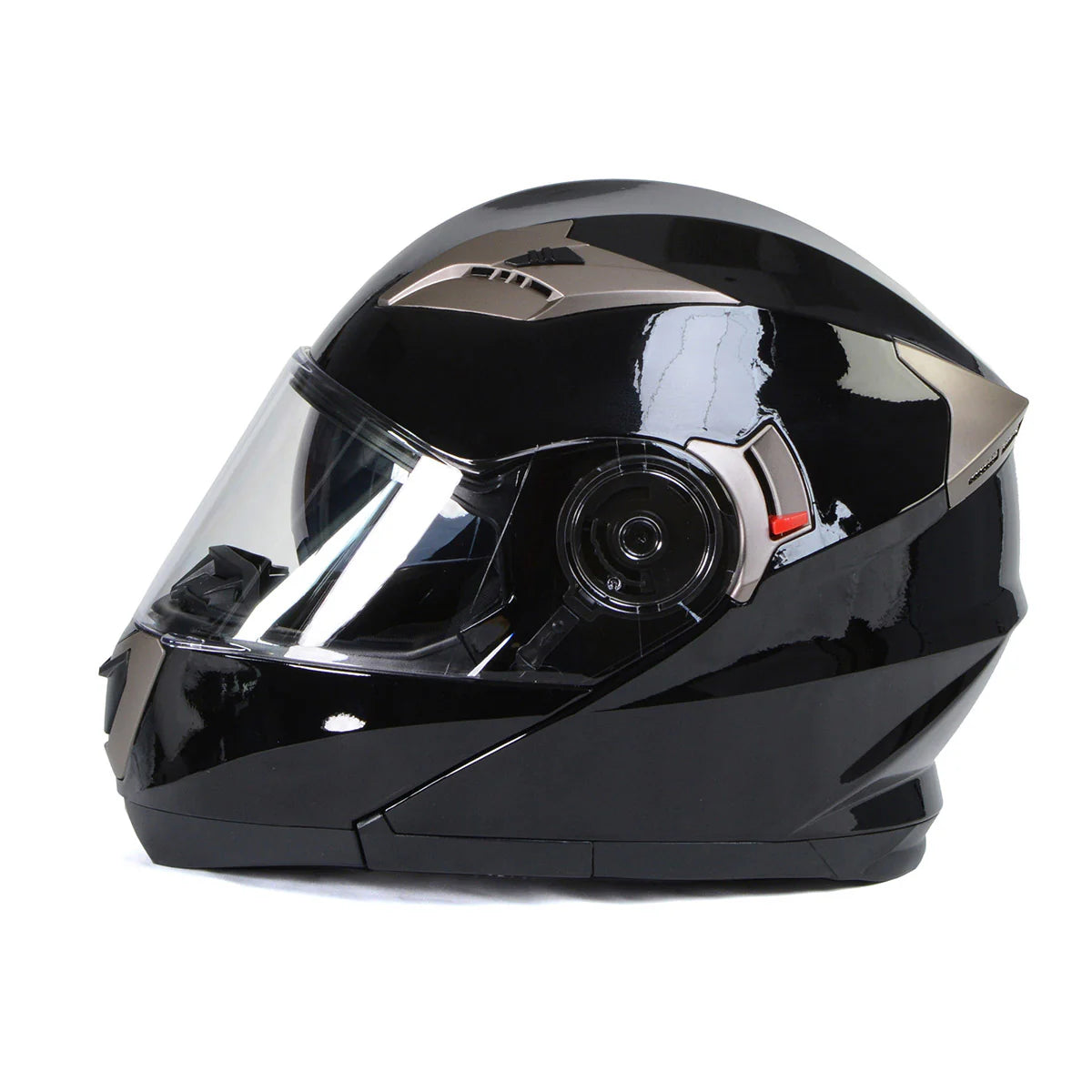 Ionized Gloss Black Advanced Motorcycle Modular Helmet Biker w/ Drop Down Visor