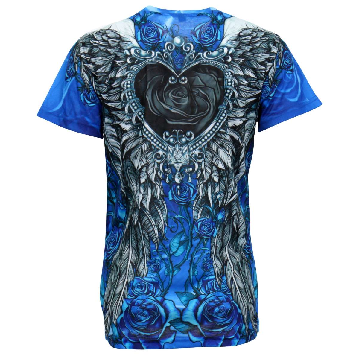 Hot Leathers Ladies Blue Angel Roses Fitted 3D All Over Printed T-Shirt