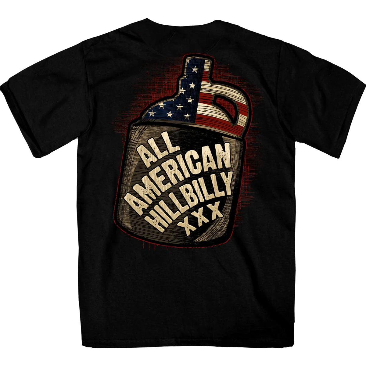 Men's Black All American Hillbilly Double Sided T-Shirt