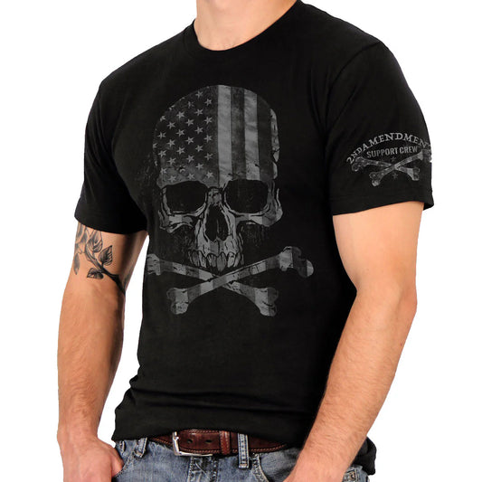 Men’s' Faded Flag Skull Black T-Shirt