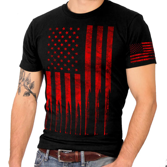Men’s ‘American Flag Bullets’ Black T-Shirt