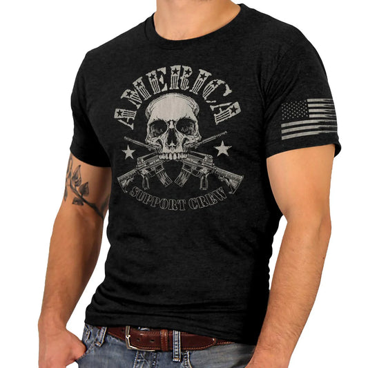 Men’s ‘American Support Crew’ Black T-Shirt