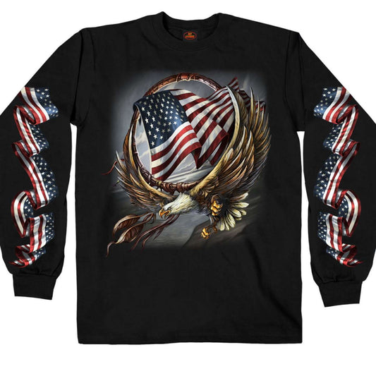 Hoop Eagle’ Long Sleeve Black T-Shirt