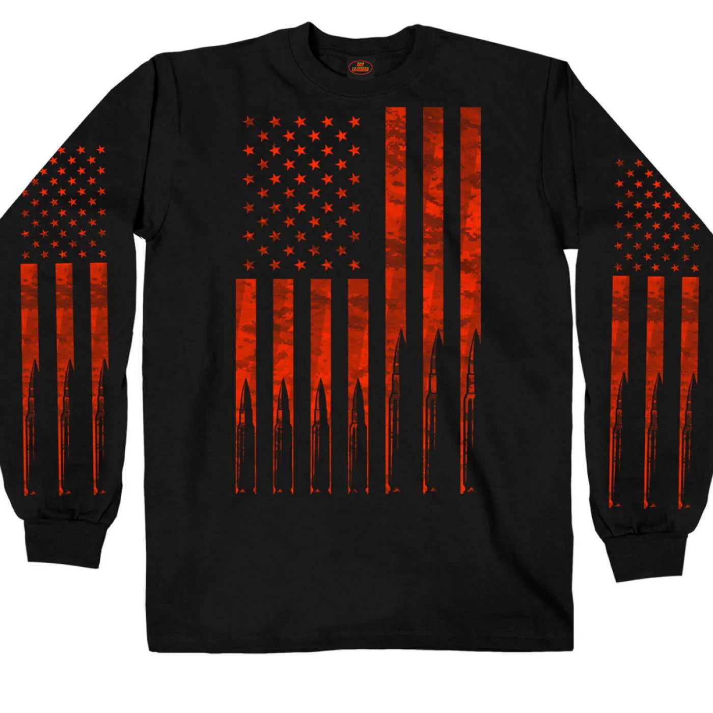 Flag Bullets’ Long Sleeve Black T-Shirt