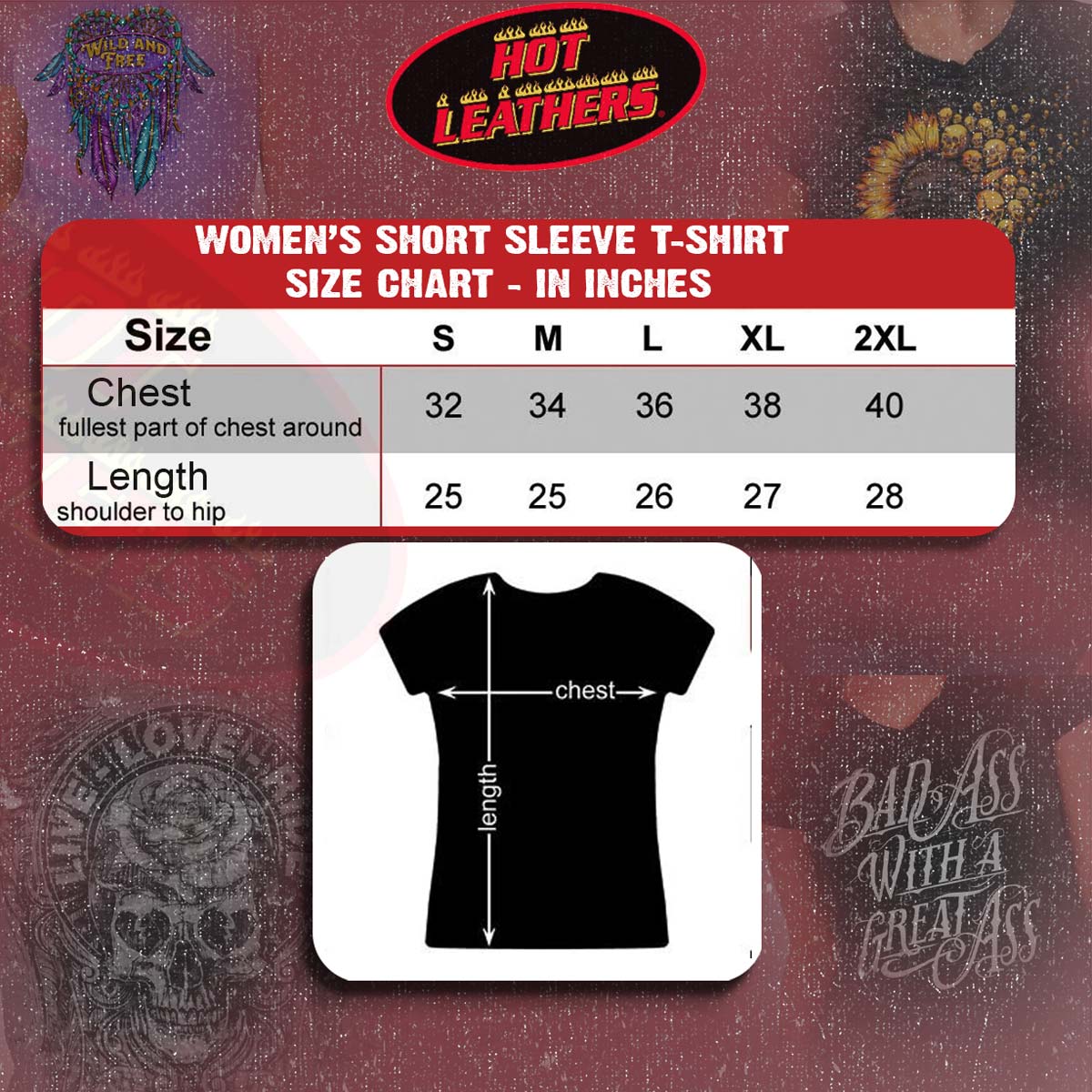 Hot Leathers 'Flag and Bullets' Full Cut Ladies Black T-Shirt