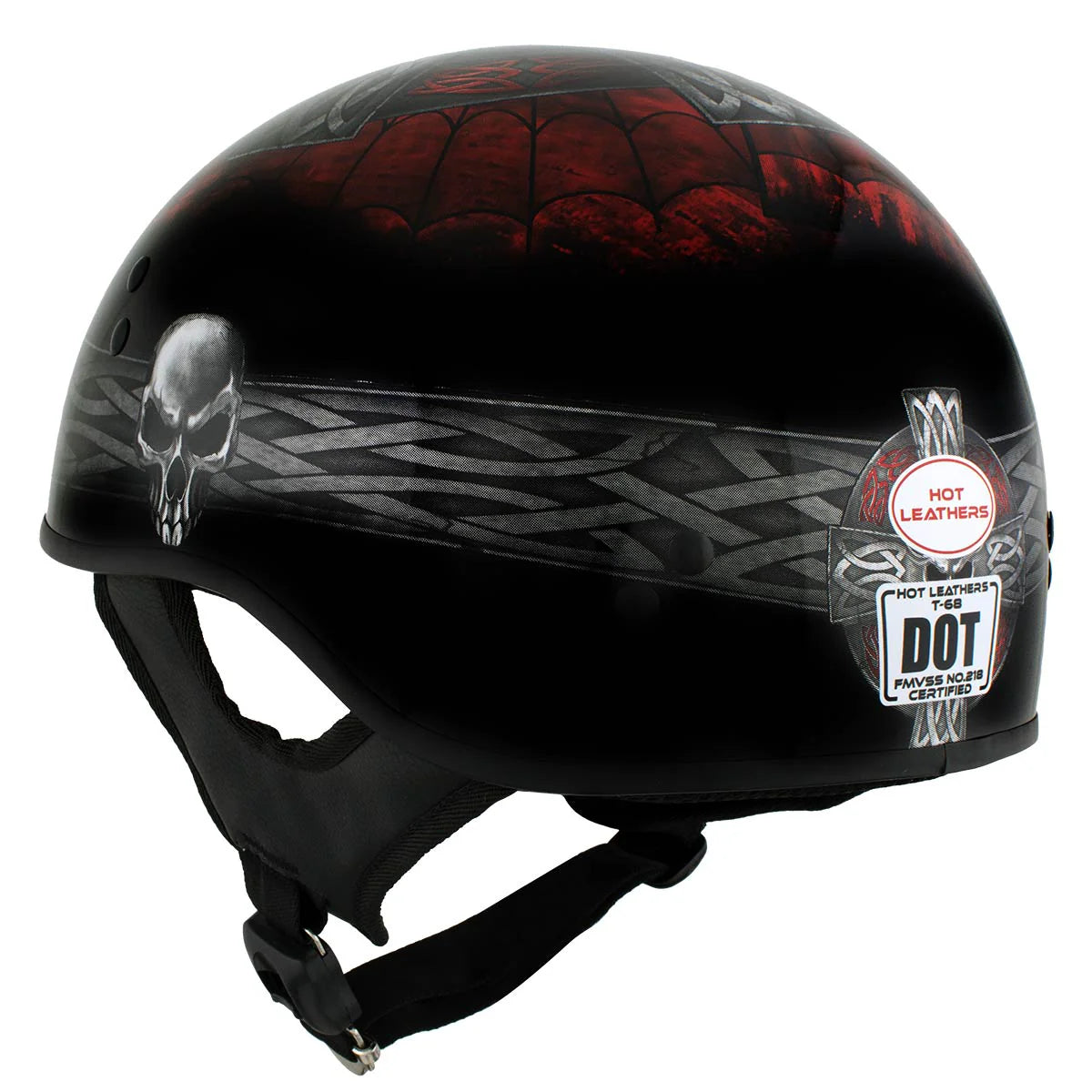 Celtic Cross Motorcycle DOT Approved Skull Cap Half Helmet Biker