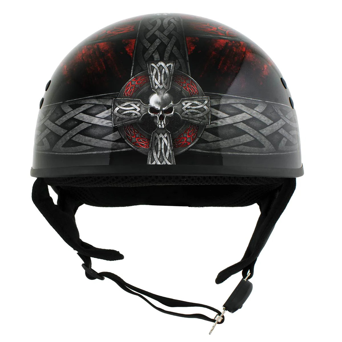 Celtic Cross Motorcycle DOT Approved Skull Cap Half Helmet Biker