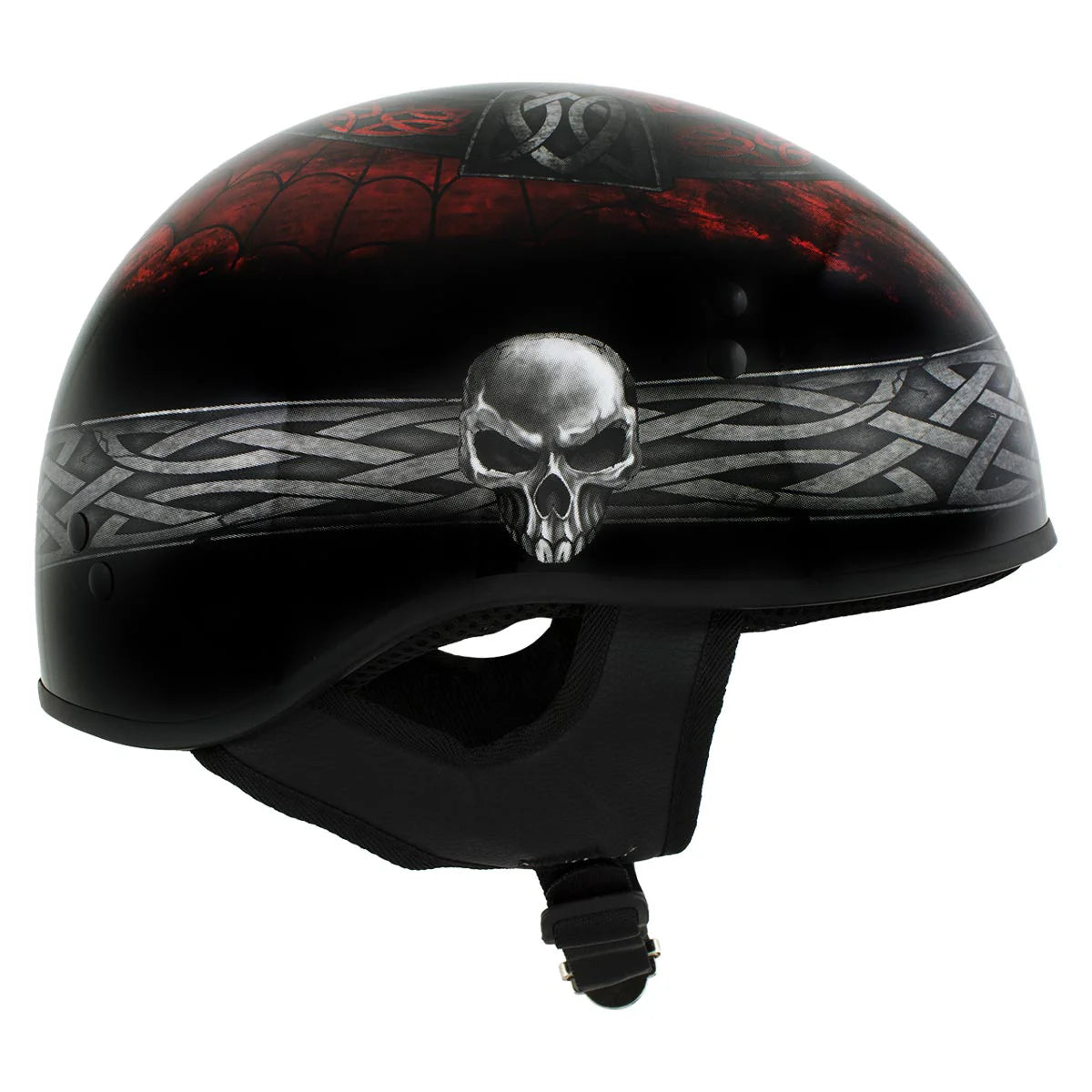 Celtic Cross Motorcycle DOT Approved Skull Cap Half Helmet Biker