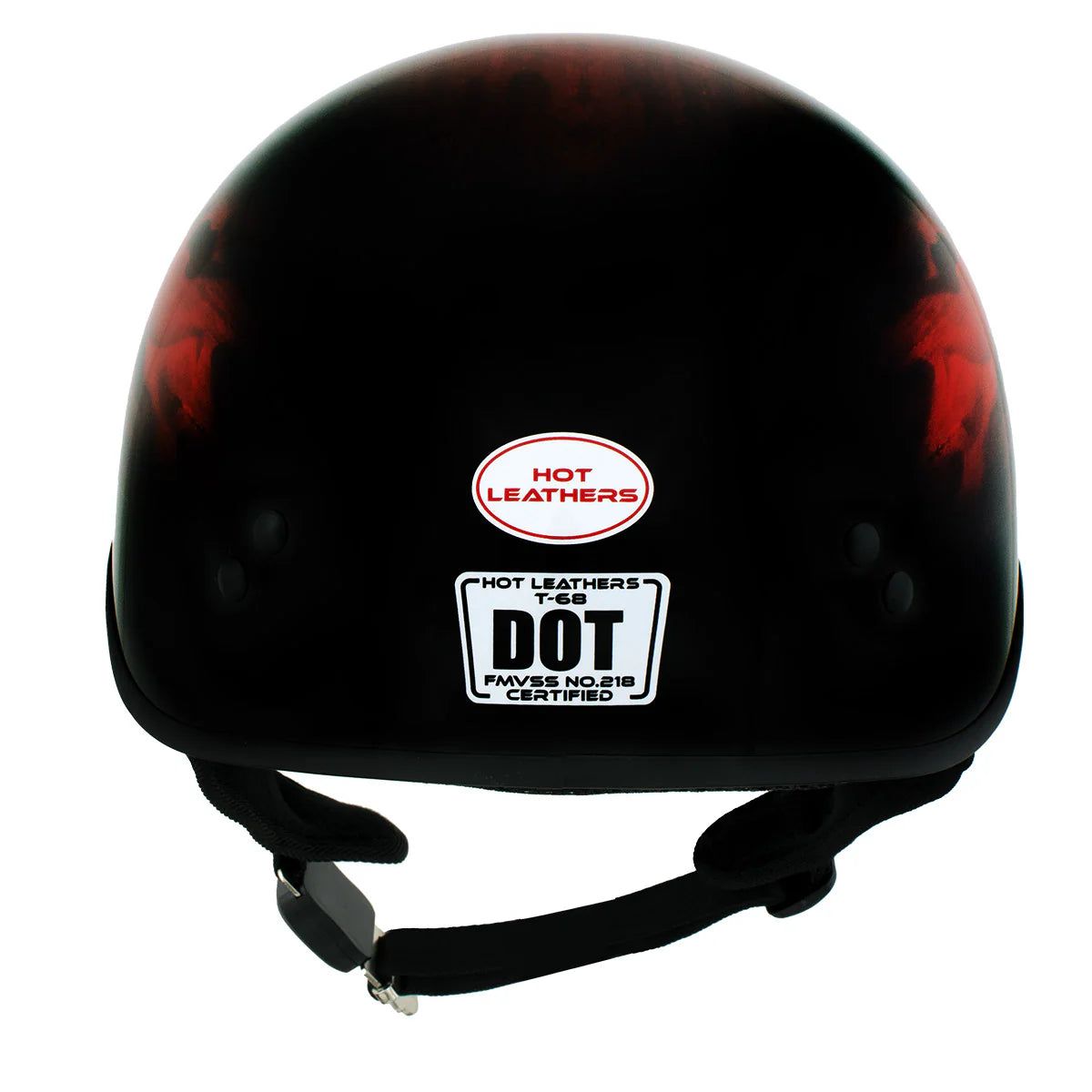 Black Red Flame Skull Motorcycle DOT Approved Skull Cap Half Helmet Biker