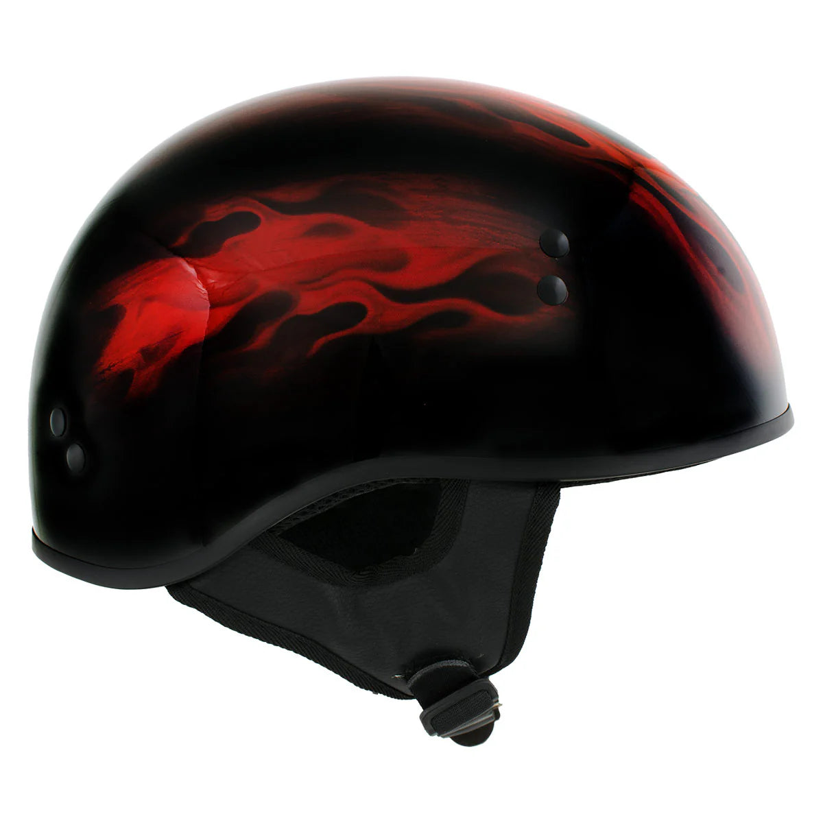Black Red Flame Skull Motorcycle DOT Approved Skull Cap Half Helmet Biker