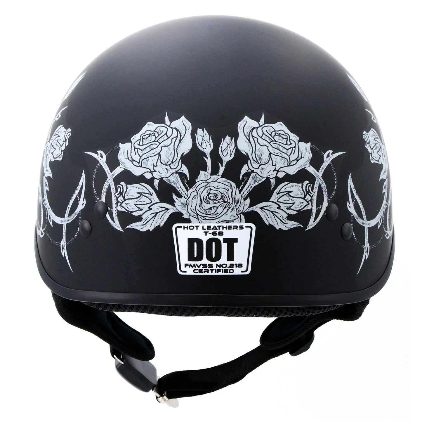 Lady Rider Flat Black Motorcycle DOT Approved Skull Cap Half Biker Helmet