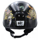Butterfly Lock Gloss Black Motorcycle DOT Approved Skull Cap Half Biker Helmet