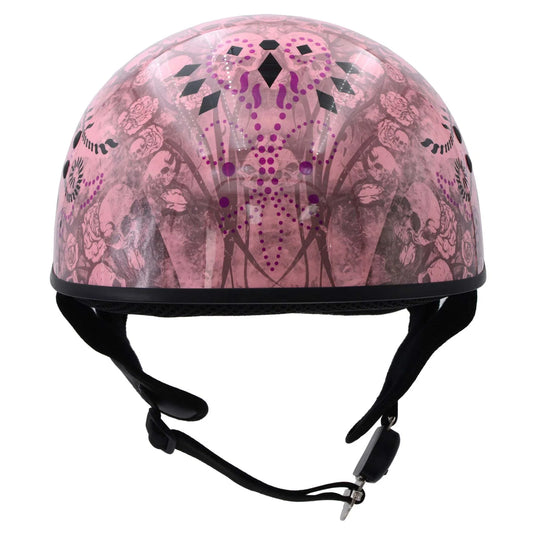 Pink Motorcycle DOT Approved Skull Cap Half Biker Helmet